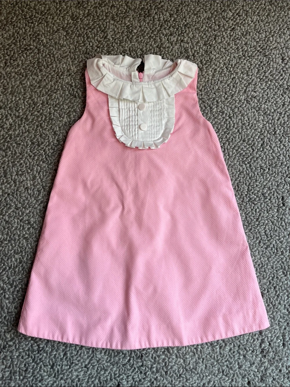 Jacadi Pink and White Ruffle-Trim Dress